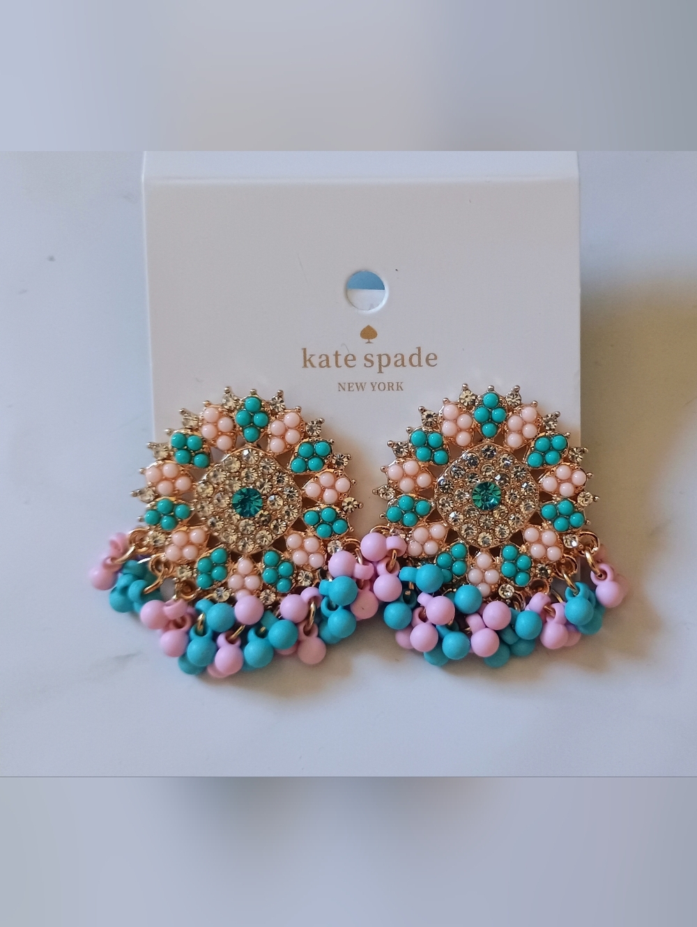Kate Spade Beaded Earrings Blue And Pink